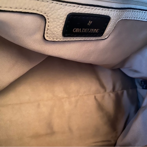 OraDelpine Adele Leather Satchel Tan exterior and fabric lining. - Picture 6 of 6
